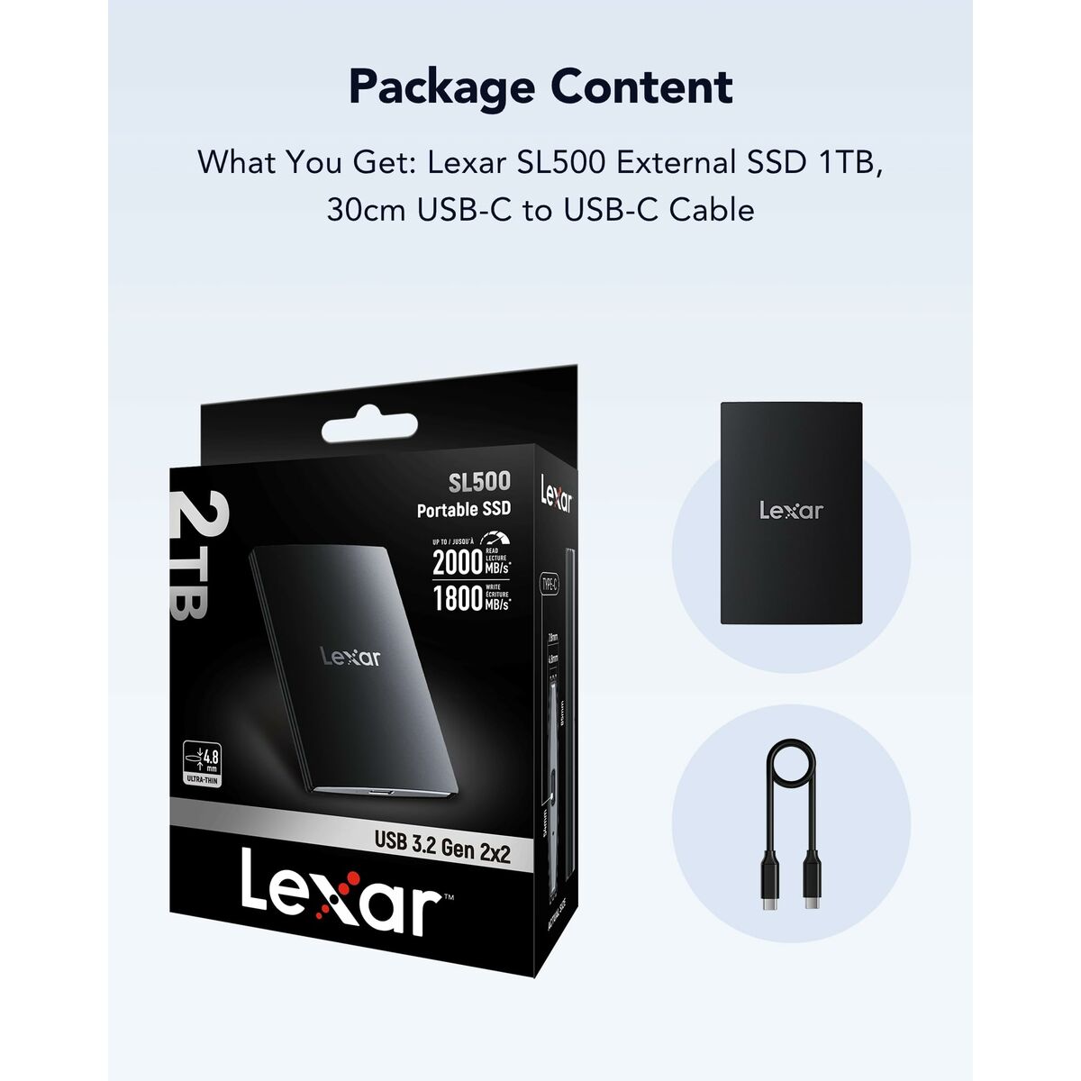 Hard disk Extern Lexar LSL500X001T-RNBNG 1 TB SSD 2,5"